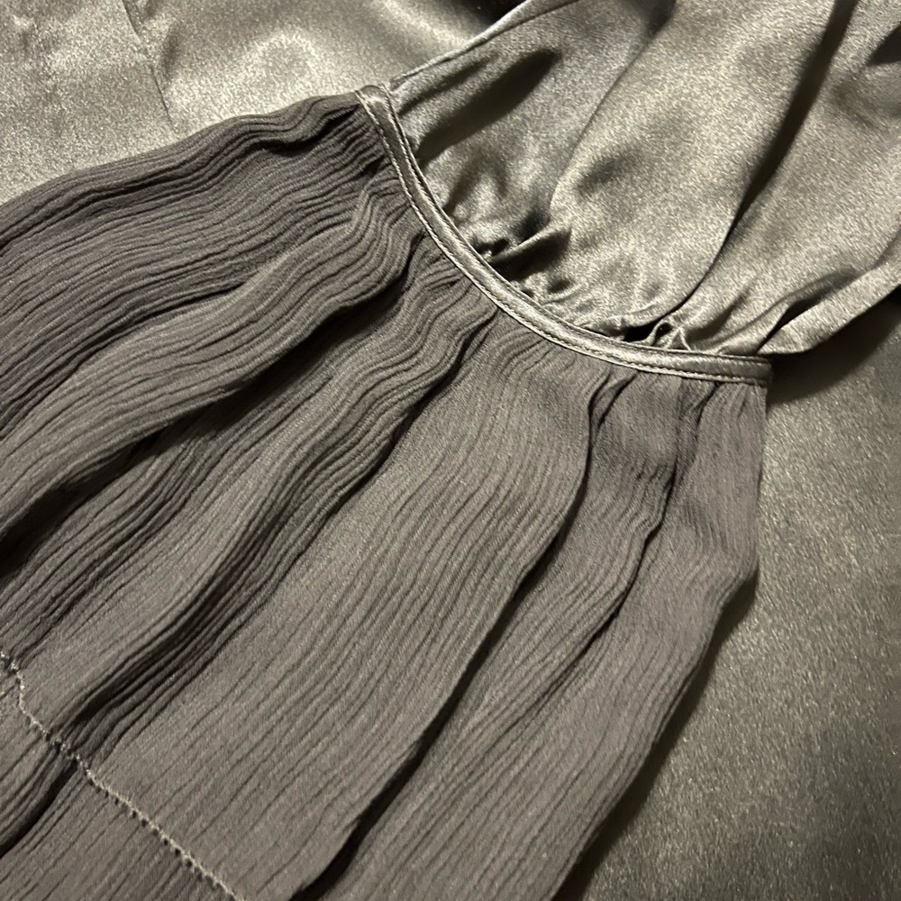 Chiffon detail silk blouse